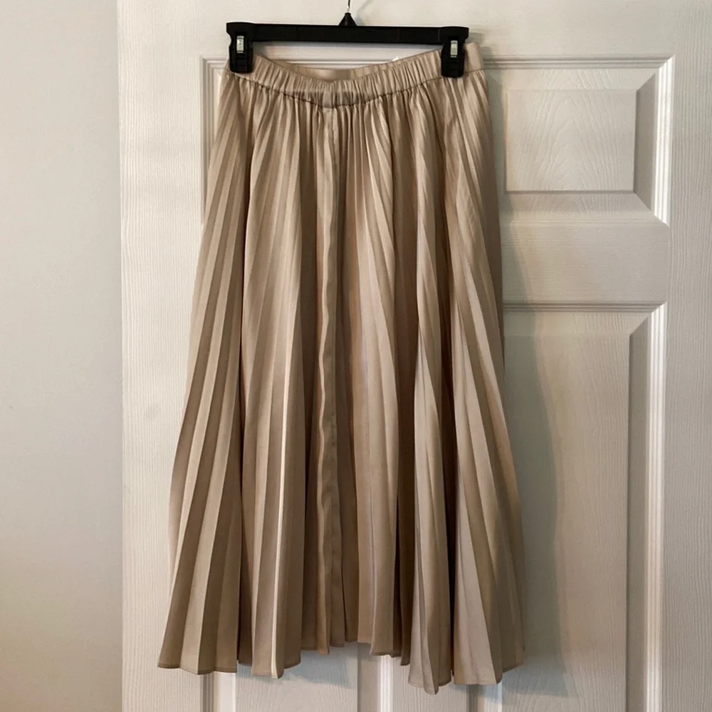 J. Crew Tan Cream Midi A-Line Skirt size XS excellent condition - Picture 3 of 8